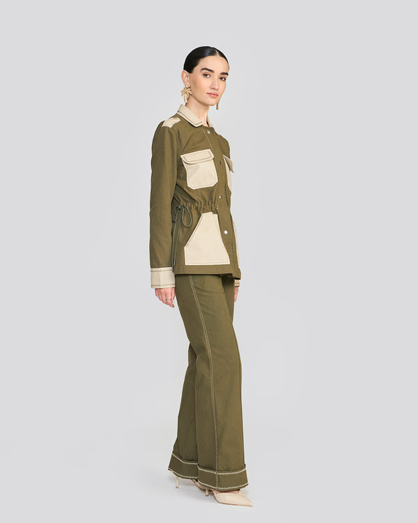 talitha Quinn Khaki Green Safari Pants