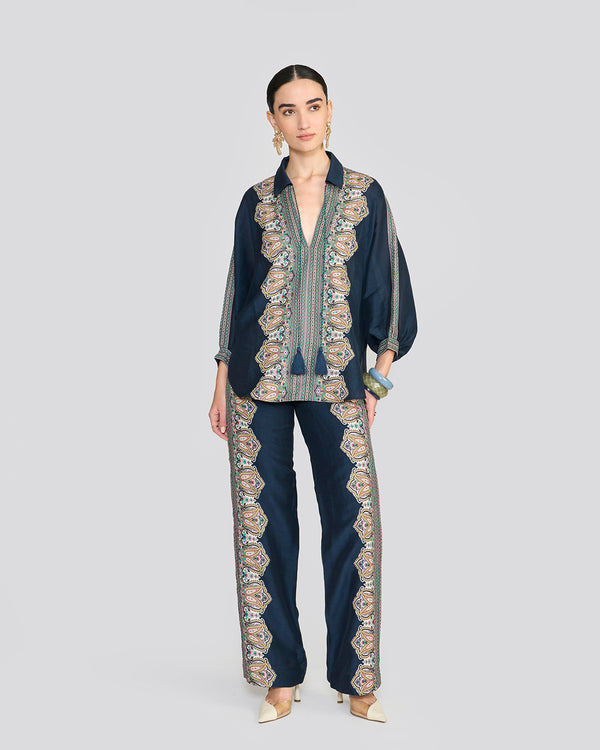 Talitha Raya Navy Blue Printed Co-ord Set