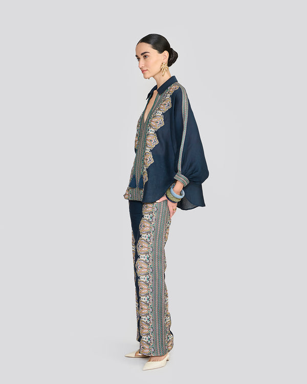 Talitha Raya Navy Blue Printed Co-ord Set