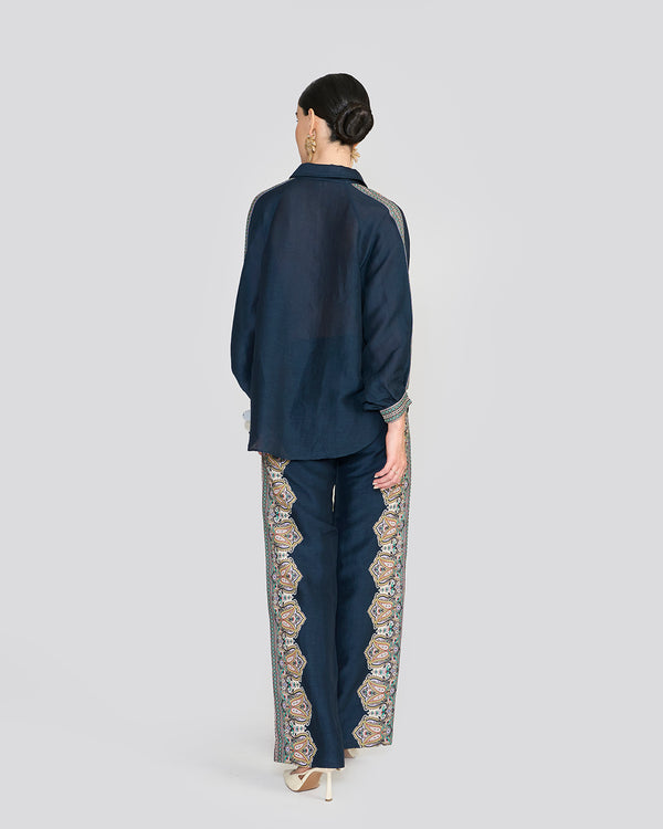 Talitha Raya Navy Blue Printed Co-ord Set