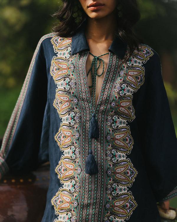 talitha Raya Navy Blue Printed Co-ord Set