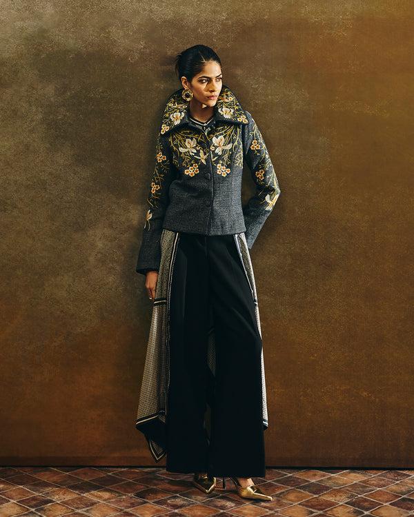 talitha Rheia Grey Embroidered Flannel Jacket