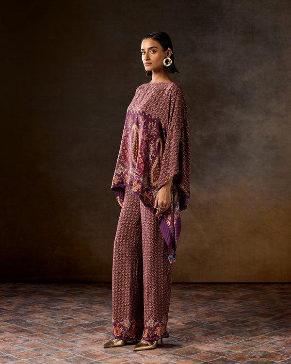 Talitha Rosa Wine Printed Kaftan Co-ord Set