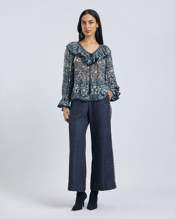 talitha Ruffled Floral Print Blouse