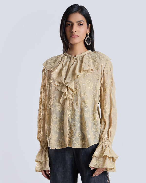 Talitha SOLEIL BEIGE EMBROIDERED BLOUSE