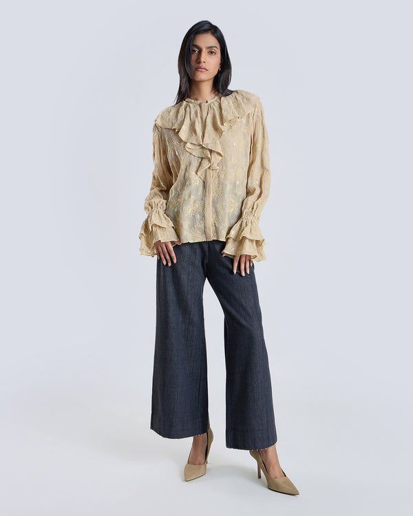 talitha SOLEIL BEIGE EMBROIDERED BLOUSE