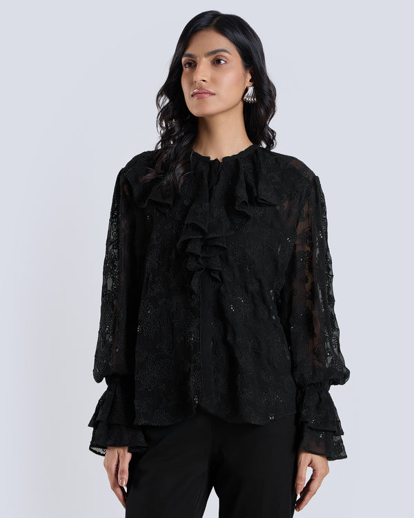 Talitha Soleil Black Embroidered Blouse