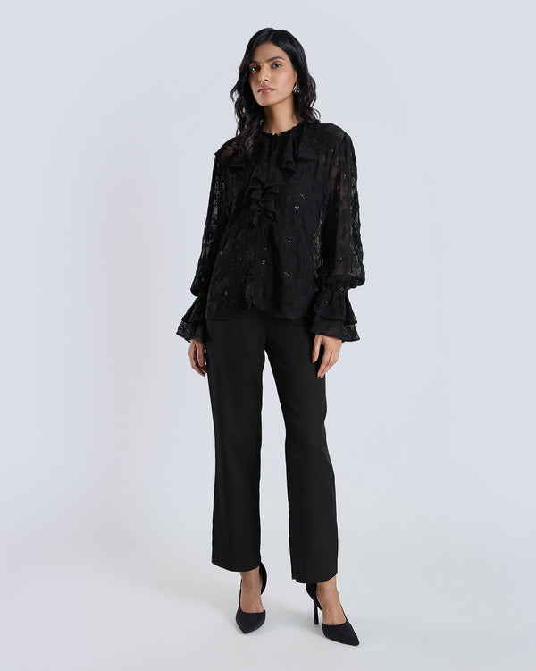 Talitha Soleil Black Embroidered Blouse