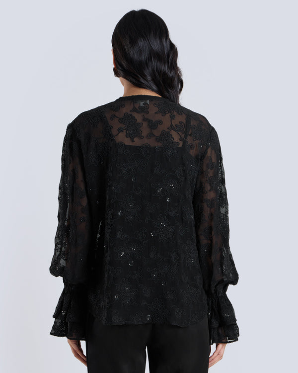 Talitha Soleil Black Embroidered Blouse