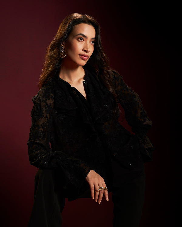 talitha Soleil Black Embroidered Blouse