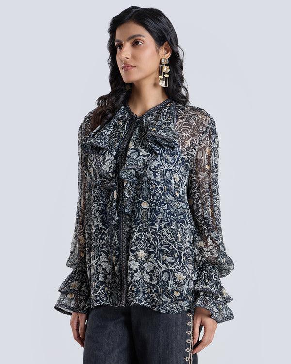 Talitha Soleil Navy Printed Blouse