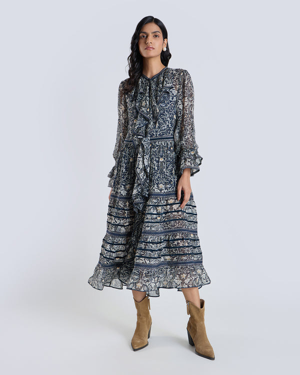 Talitha Soleil Navy Printed Dress