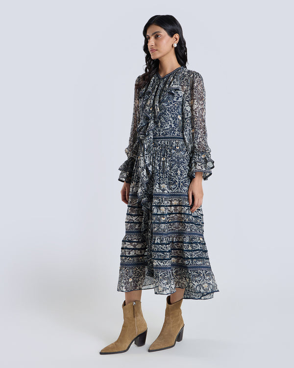 Talitha Soleil Navy Printed Dress