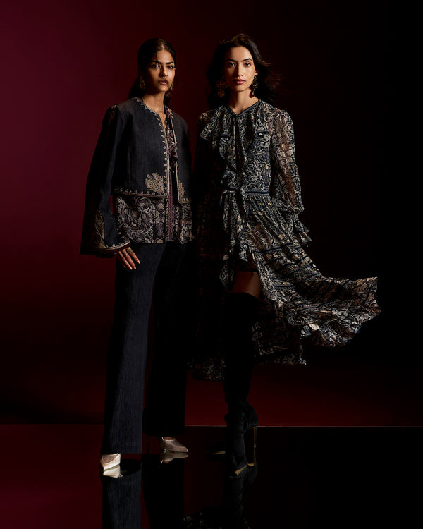 talitha Soleil Navy Printed Dress