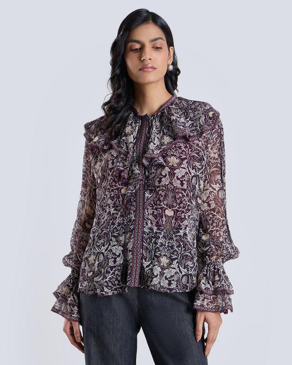 Talitha Soleil Wine Printed Blouse
