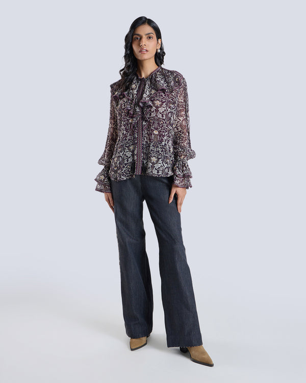Talitha Soleil Wine Printed Blouse
