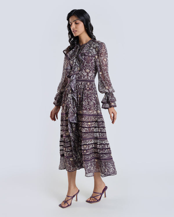 Talitha Soleil Wine Printed Dress