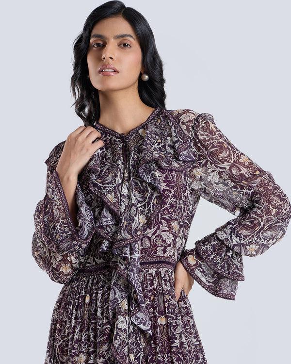 Talitha Soleil Wine Printed Dress