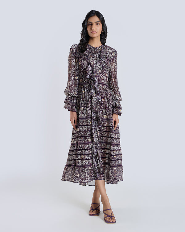talitha Soleil Wine Printed Dress