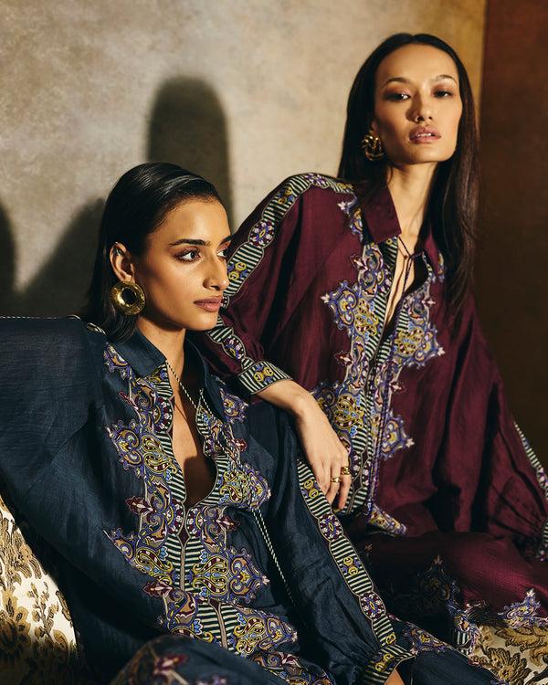 talitha Sylvia Wine Printed Co-ord set