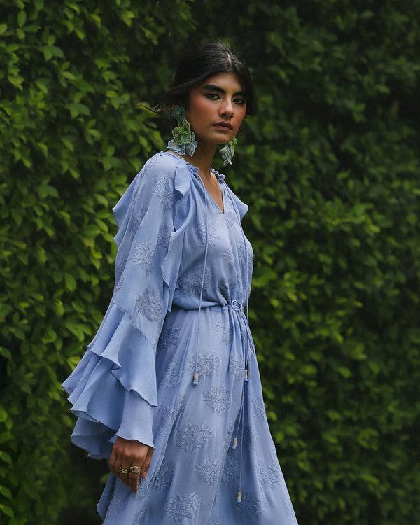 talitha Tanya Cornflower Blue Ruffle Dress