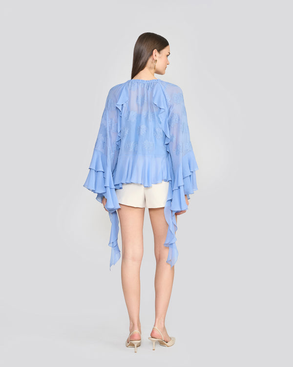 Talitha Tanya Cornflower Blue Ruffle Top