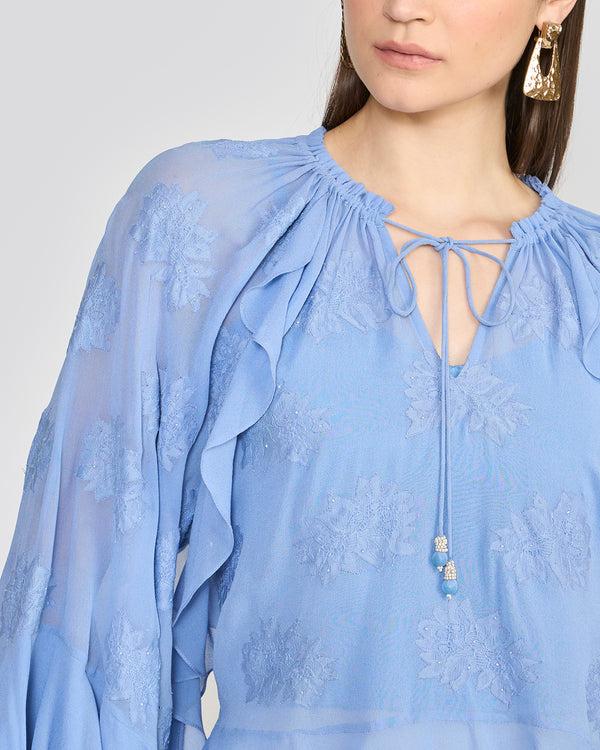 Talitha Tanya Cornflower Blue Ruffle Top