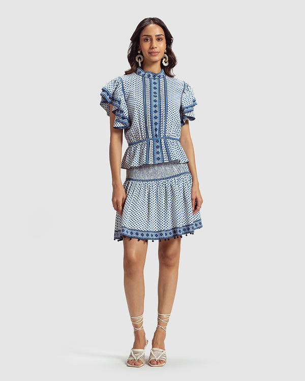 Talitha Tara Print Silk Crepe Anaya Top