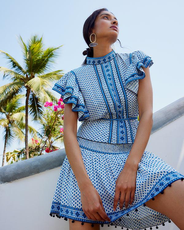 talitha Tara Print Silk Crepe Anaya Top