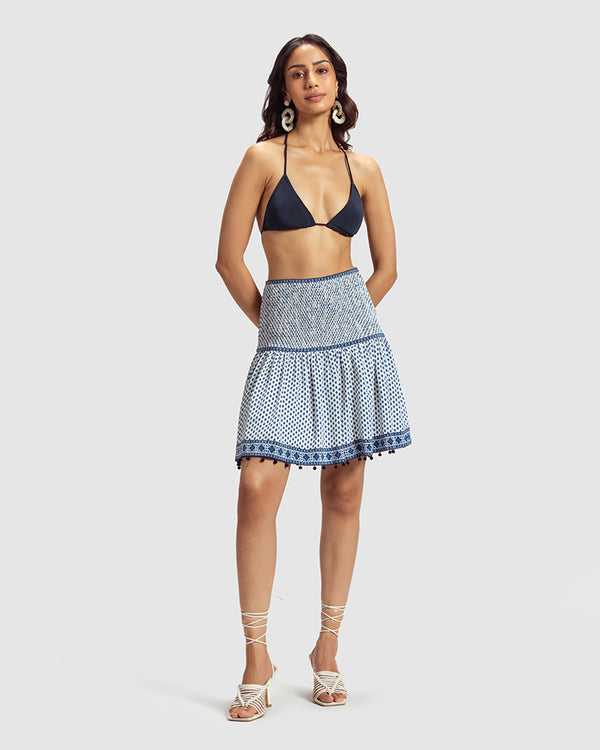 Talitha Tara Print Silk Crepe Minka Skirt