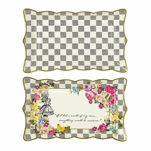 Talking Tables Alice In Wonderland Chequered Paper Food Platters | 4 Pack