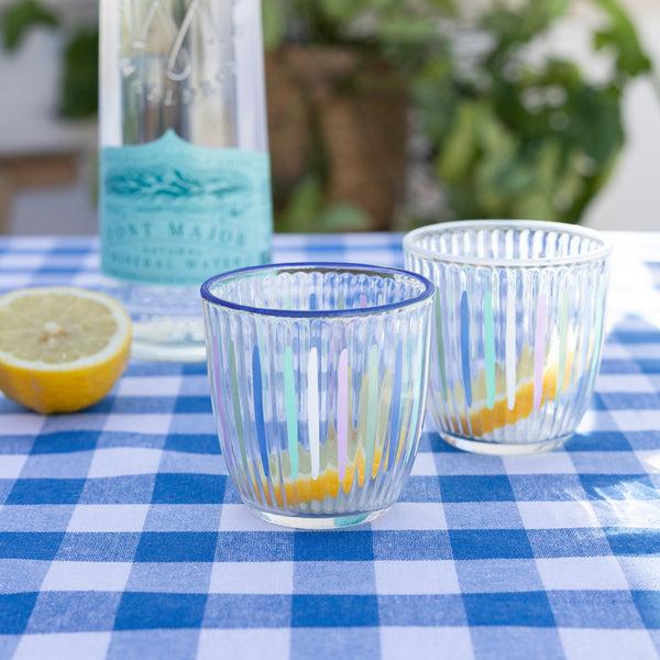 Talking Tables Blue & White Stripe Glass Tumblers - 6 Pack