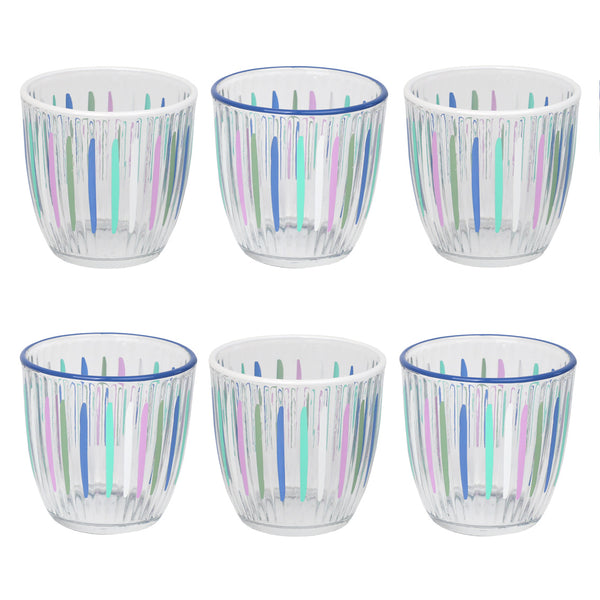 talking tables Blue & White Stripe Glass Tumblers - 6 Pack