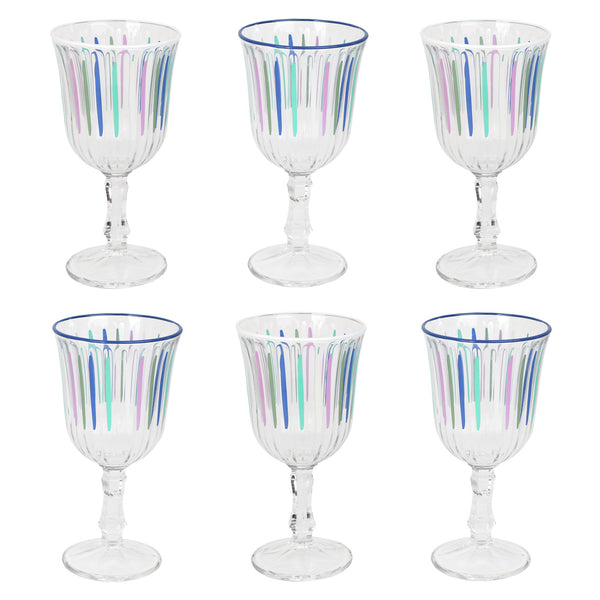 talking tables Blue & White Stripe Wine Glasses - 6 Pack