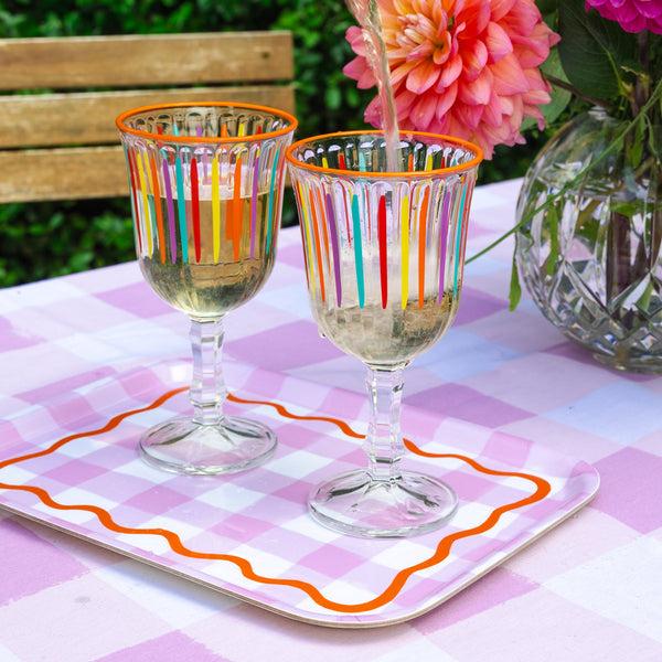 Talking Tables Bright Striped Multi-Coloured Wine Glasses - 6 Pack