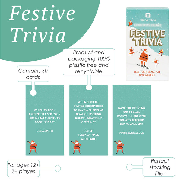 Talking Tables Christmas Santa Festive Trivia Game - 100 Questions