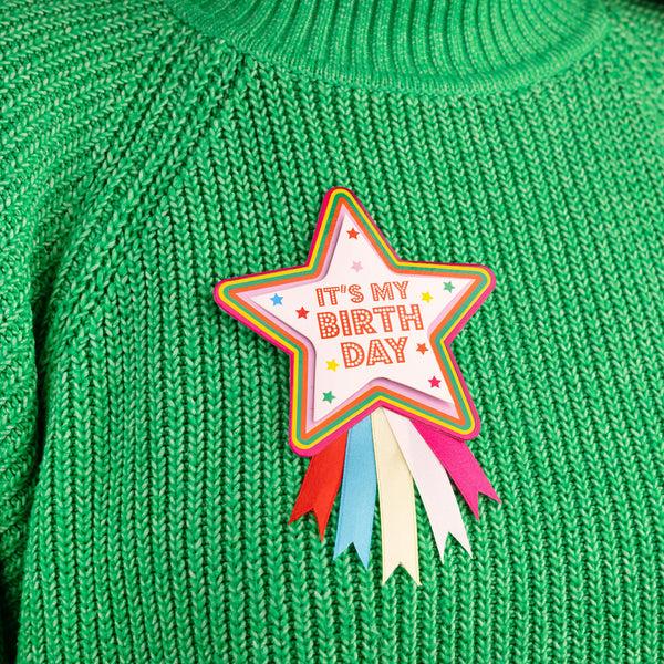 Talking Tables Colourful Birthday Star Rosette Badge