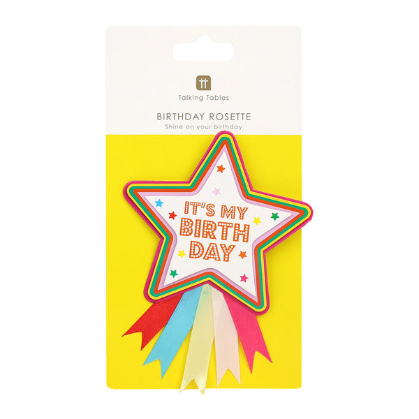 Talking Tables Colourful Birthday Star Rosette Badge