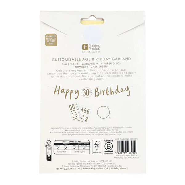 Talking Tables Customisable Happy Birthday Garland - 3m