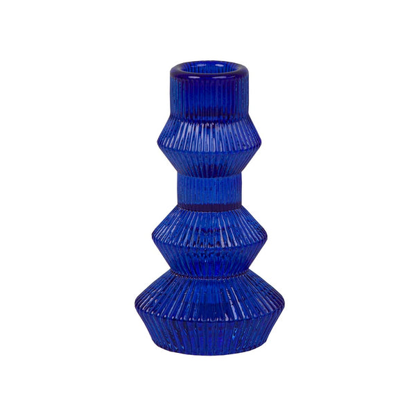 talking tables Geometric Cobalt Blue Glass Candlestick Holder