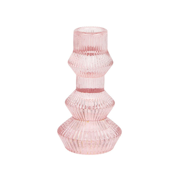 talking tables Geometric Pink Glass Candlestick Holder