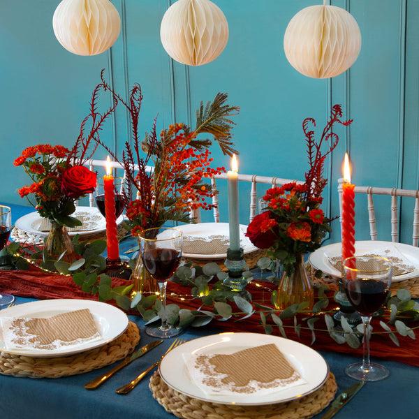 Talking Tables Geometric Sage Green Glass Candlestick Holder