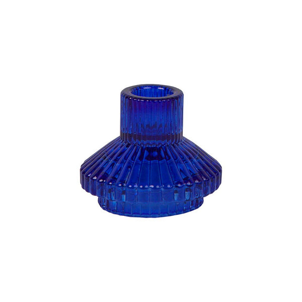 talking tables Geometric Small Cobalt Blue Glass Candle Holder