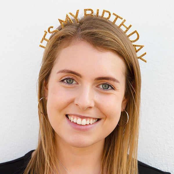 Talking Tables Gold Glitter 'It's My Birthday' Headband