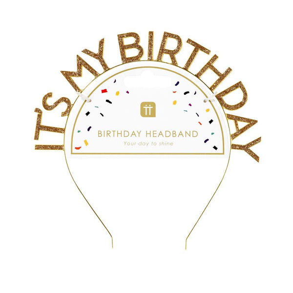 Talking Tables Gold Glitter 'It's My Birthday' Headband