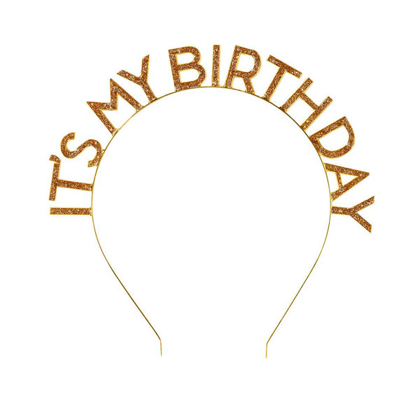 talking tables Gold Glitter 'It's My Birthday' Headband
