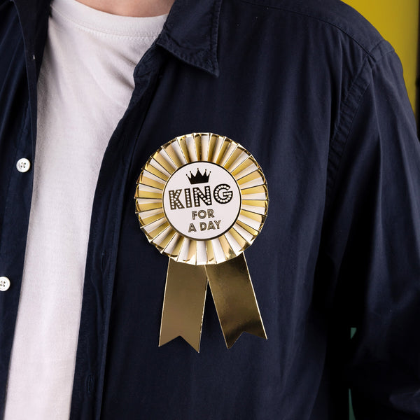 Talking Tables Gold "King For A Day" Birthday Rosette Badge