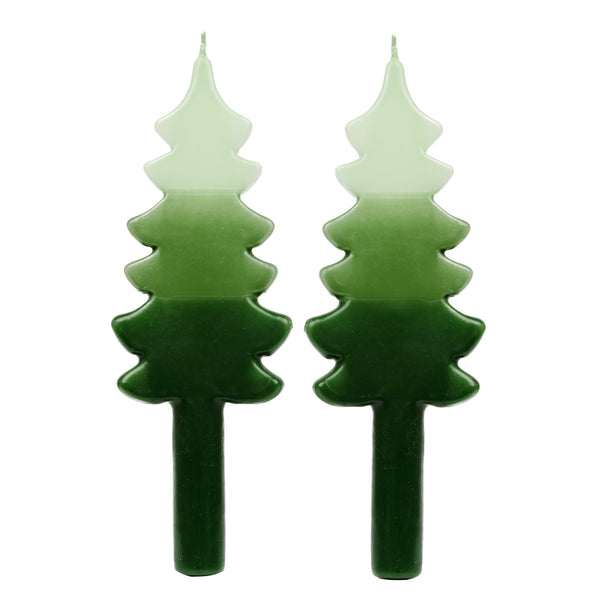 talking tables Green Christmas Tree Shaped Candles - 2 Pack