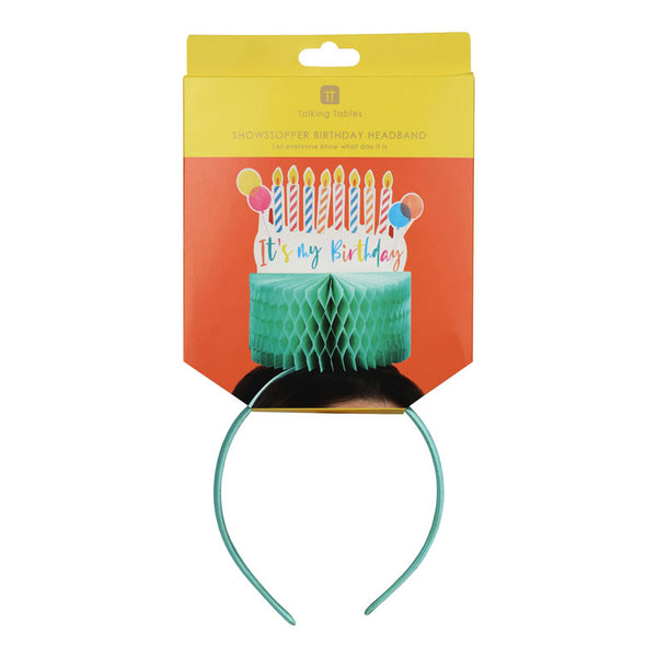 talking tables Green 'It's My Birthday' Cake Headband Crown