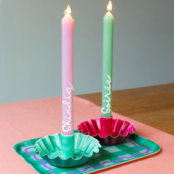 Talking Tables Green & Pink 'Soiree' 'Shindig' Dinner Candles - 2 Pack
